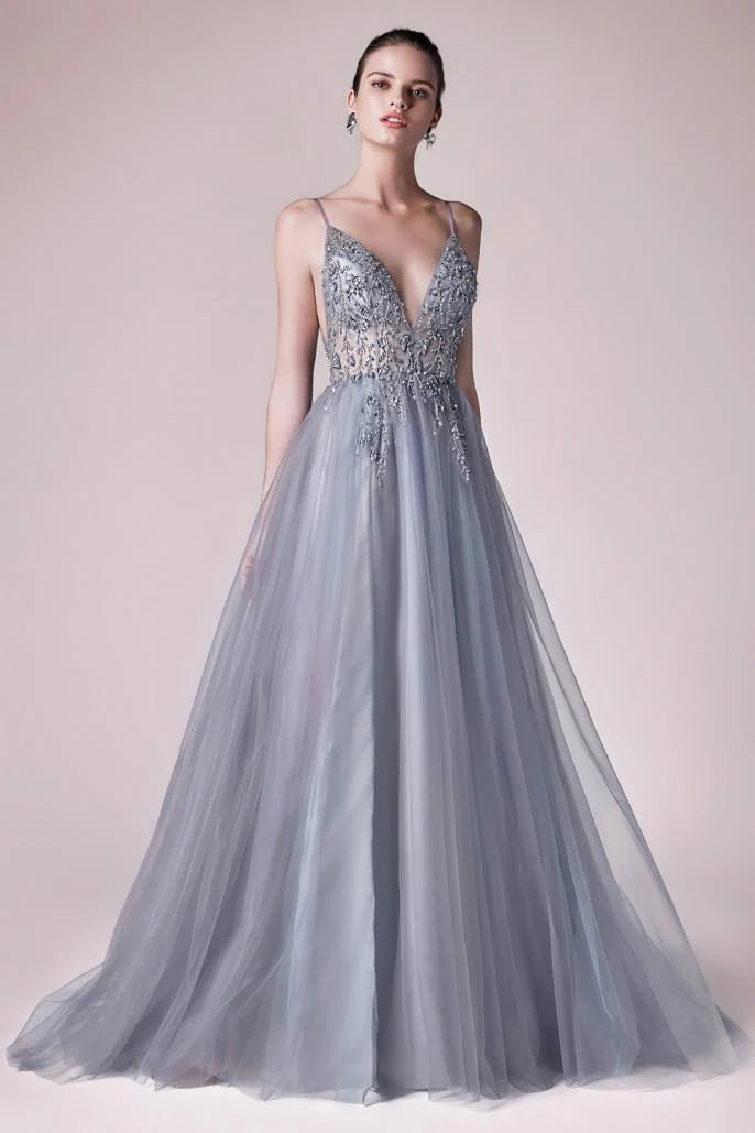 The Ophelia Long V-neck Gown