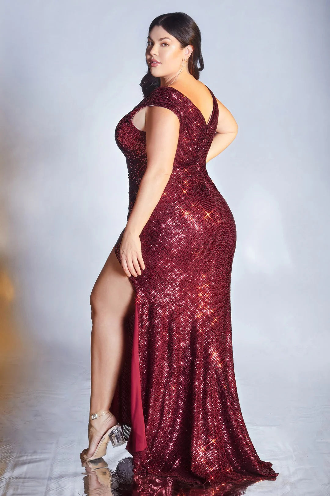 The Savannah Long Sequin Cap Sleeve Gown