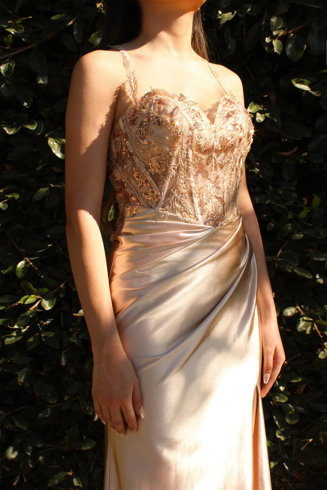 The Harleen Embellished Satin Gown