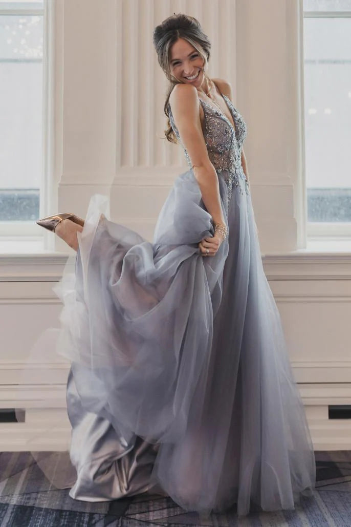 The Ophelia Long V-neck Gown