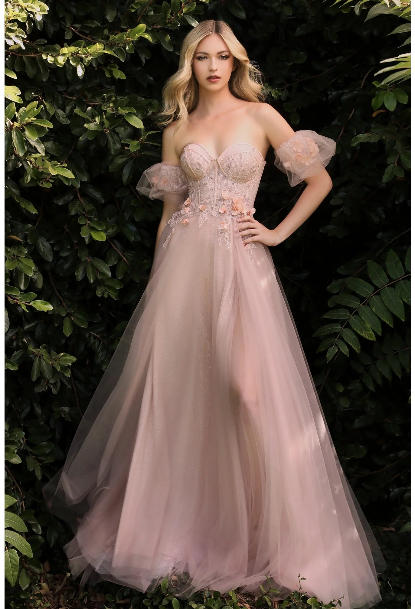 The Hannah Strapless 3D Floral Gown