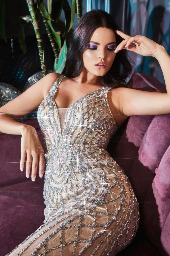 The Francesca Beaded Sleeveless Mermaid Gown