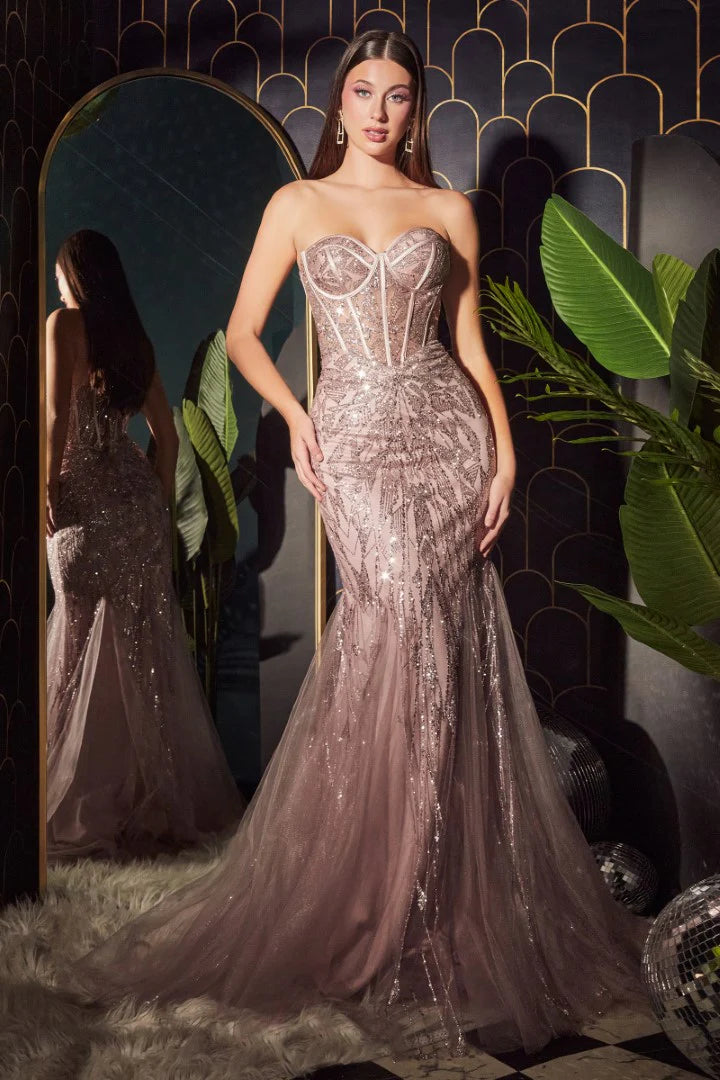 The Hart Glitter Strapless Mermaid Gown