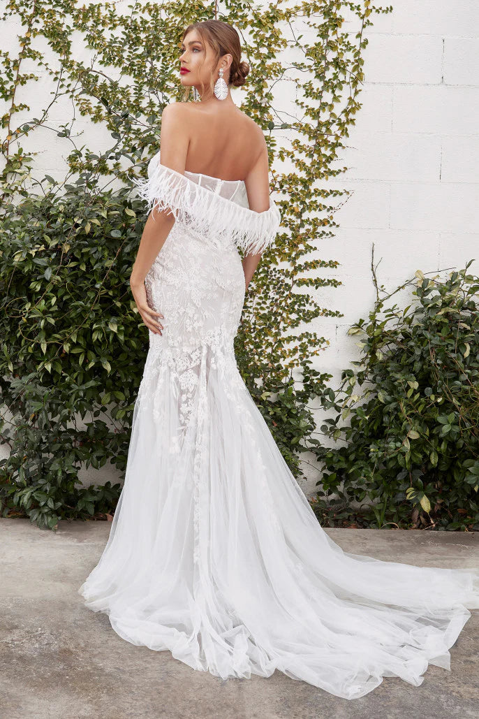 The Zoe Feathered Corset Wedding Gown