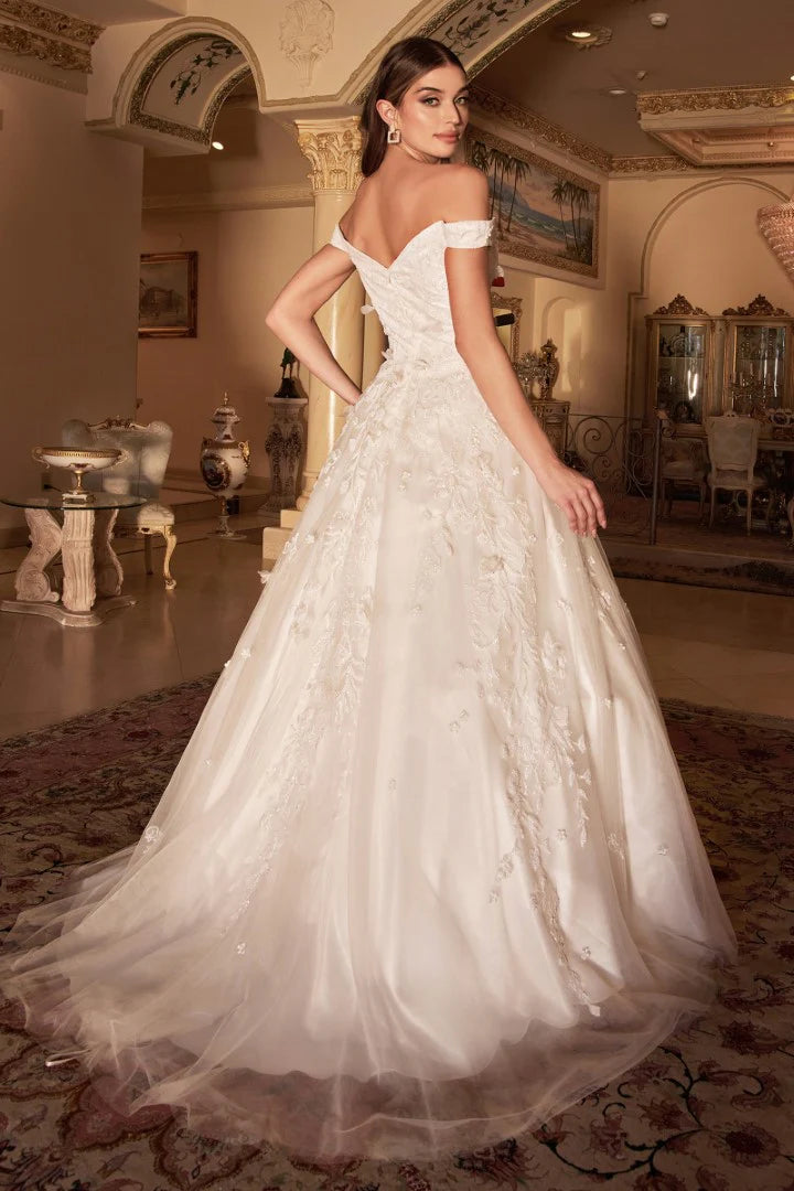 The Lucy Long Off the Shoulder White Gown