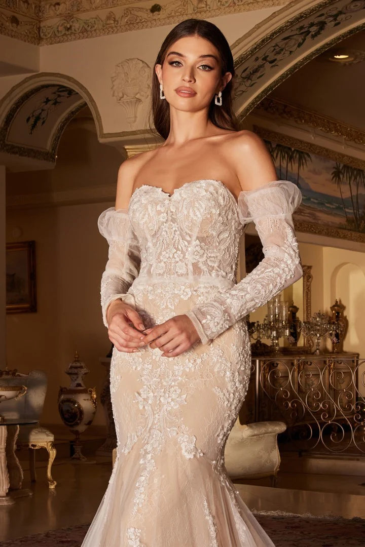 The Hazel Lace Mermaid Bridal Gown with Removable Sleeves