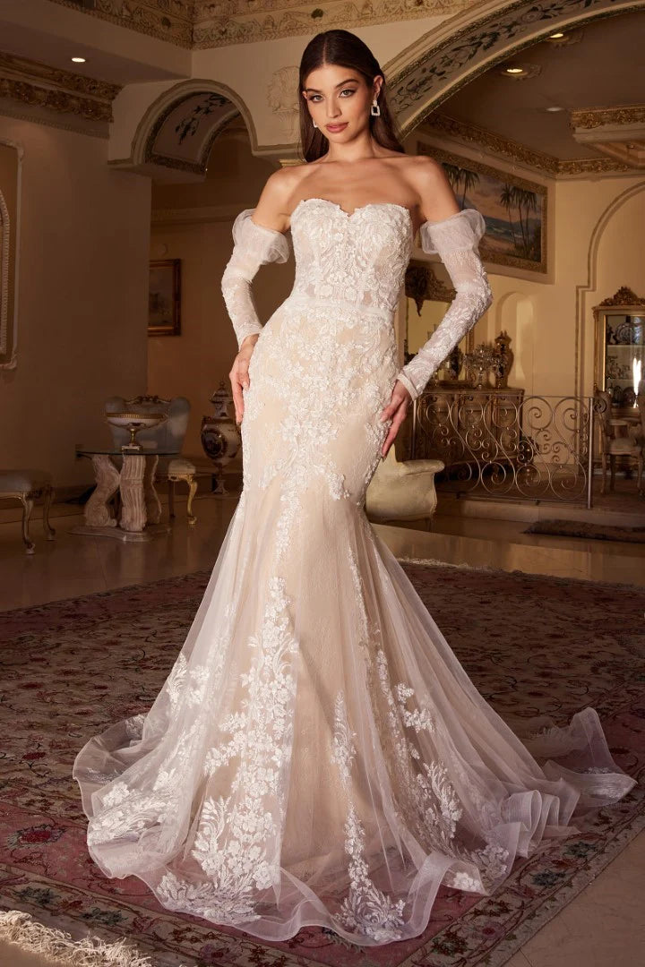 The Hazel Lace Mermaid Bridal Gown with Removable Sleeves
