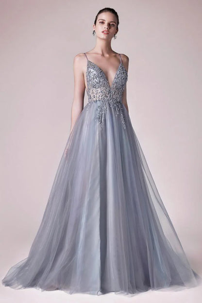 The Ophelia Long V-neck Gown