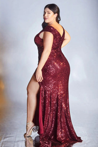 The Savannah Long Sequin Cap Sleeve Gown