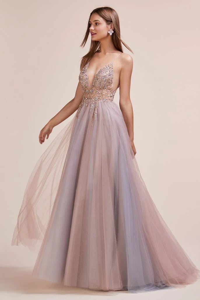 The Ophelia Long V-neck Gown