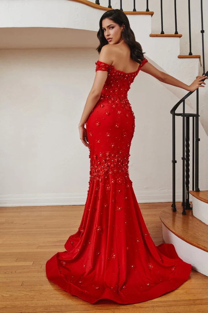 The Celeste 3D Floral Off Shoulder Mermaid Gown