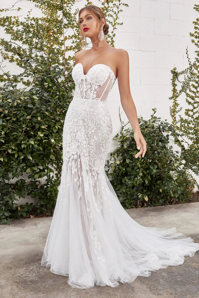The Zoe Feathered Corset Wedding Gown