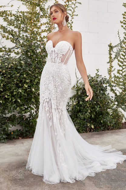 The Zoe Feathered Corset Wedding Gown