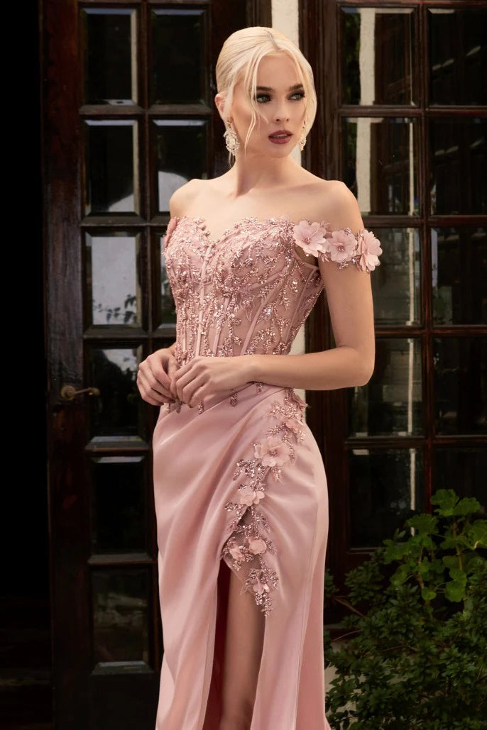 The Penelope Fitted 3D Floral Corset Gown