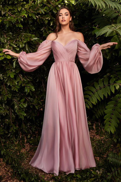 The Victoria Long Sleeve Chiffon Gown