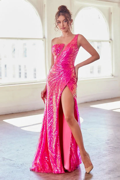 The Caitlin One Shoulder Sequin Gown