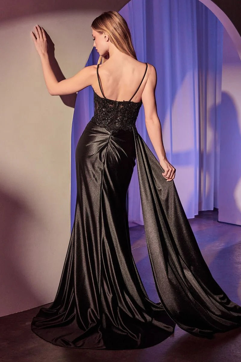 The Alena Satin Pleated Fitted Gown