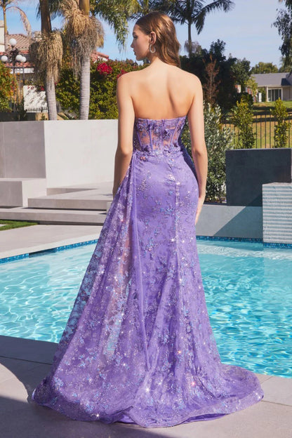 The Margaret 3D Butterfly Applique Strapless Gown