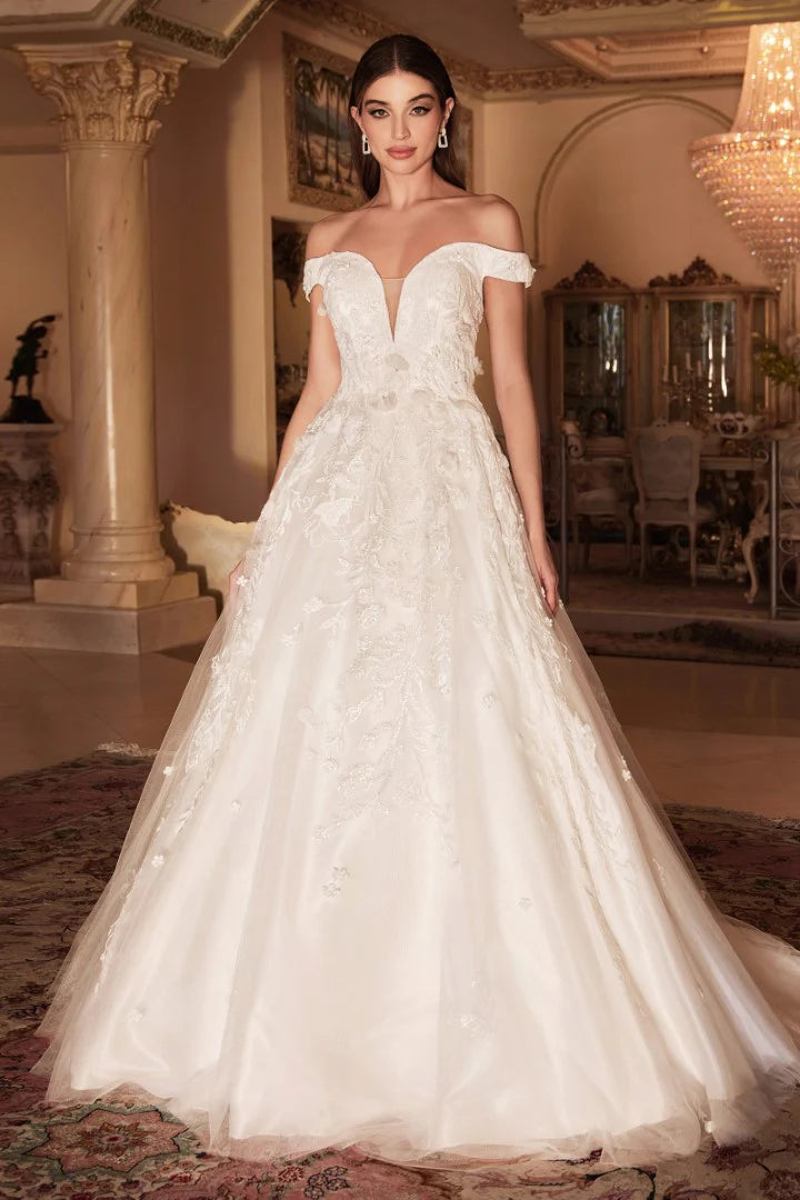 The Lucy Long Off the Shoulder White Gown