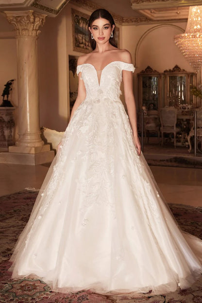 The Lucy Long Off the Shoulder White Gown