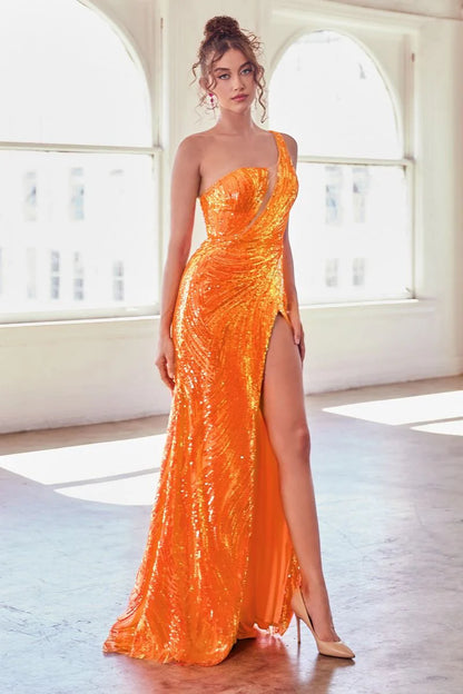 The Caitlin One Shoulder Sequin Gown