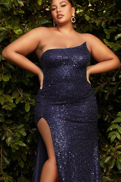 The Vida Curve Fitted Strapless Sequin curve Gown