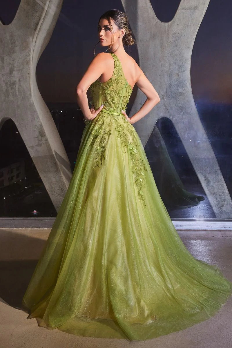 The Evangeline One Shoulder Lace Ball Gown