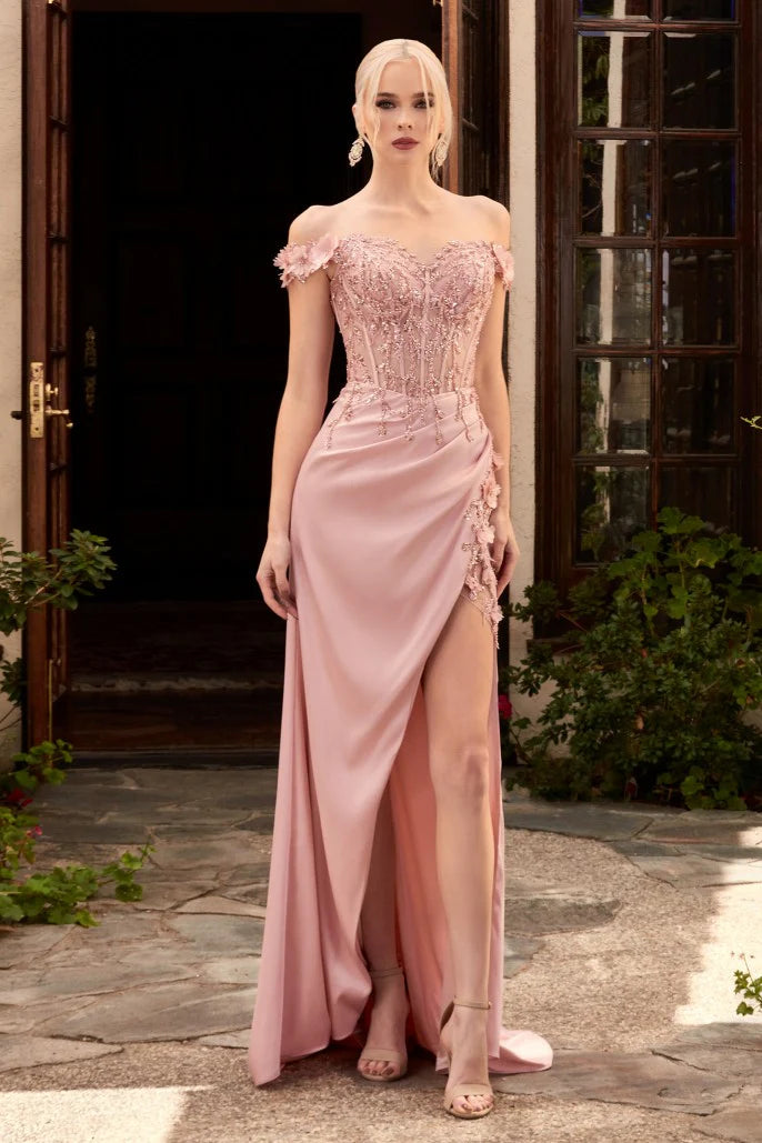 The Penelope Fitted 3D Floral Corset Gown