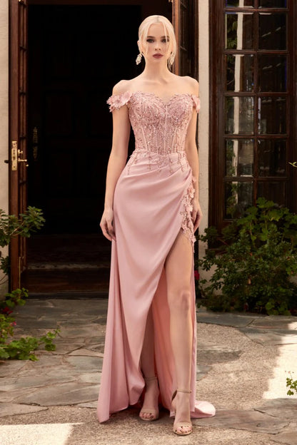 The Penelope Fitted 3D Floral Corset Gown