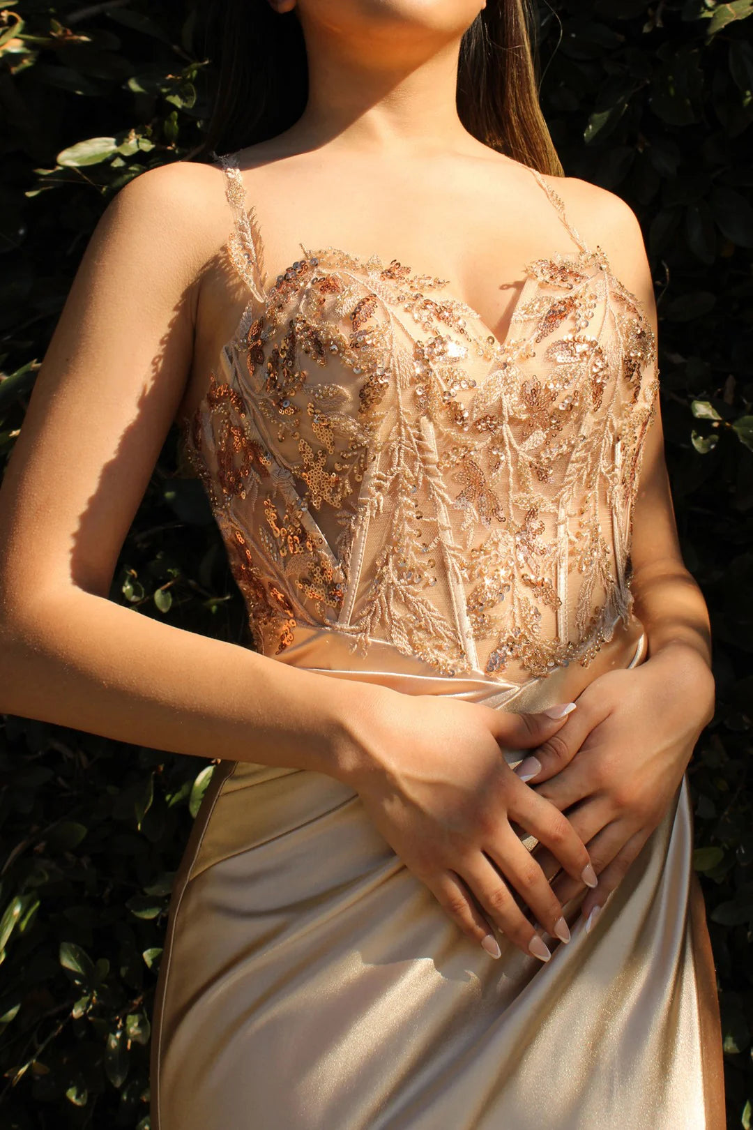 The Harleen Embellished Satin Gown