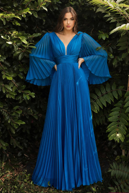 The Andréa Pleated Belle Sleeve Gown