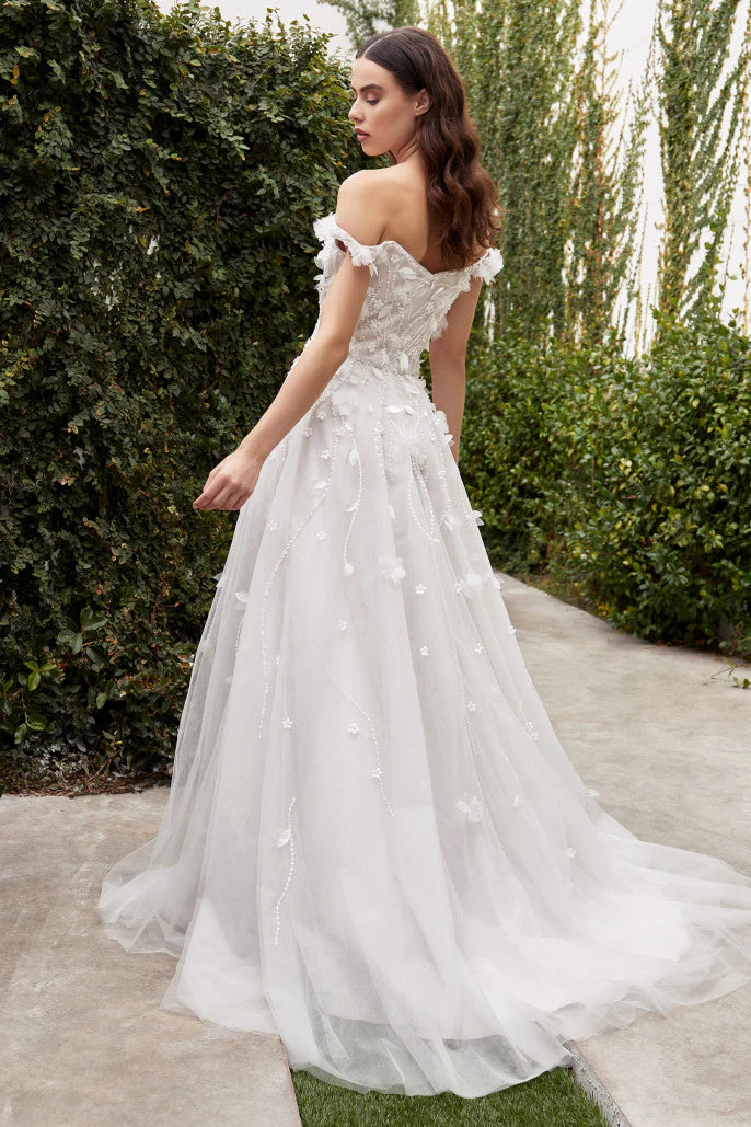 The Cassie 3D Blossom Off Shoulder Wedding Gown