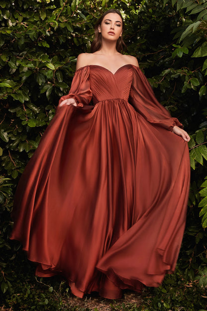 The Victoria Long Sleeve Chiffon Gown