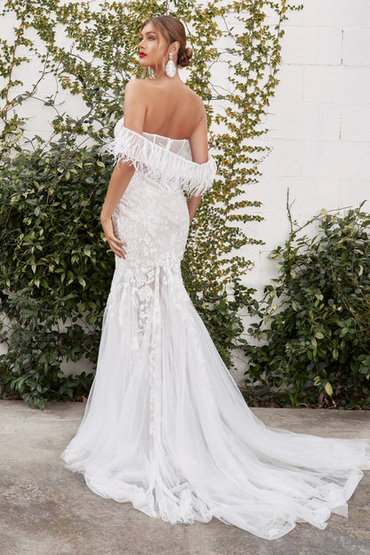 The Zoe Feathered Corset Wedding Gown