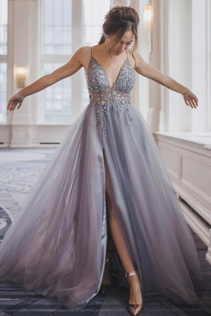 The Ophelia Long V-neck Gown
