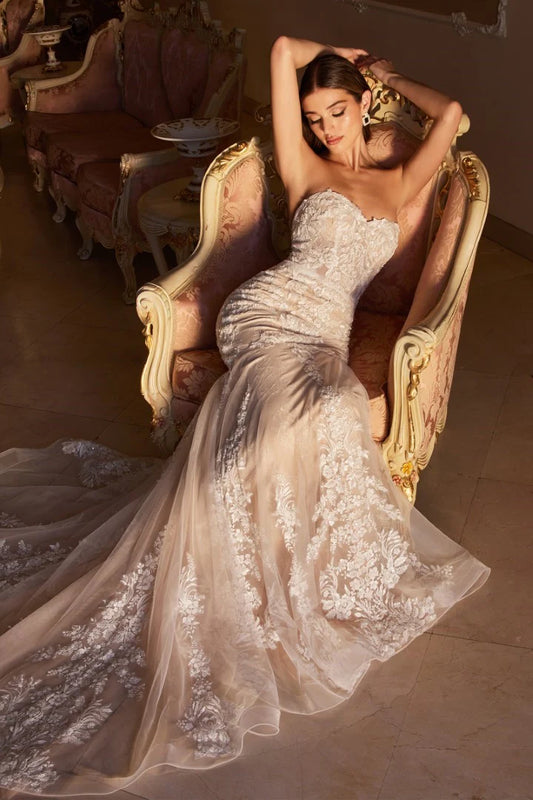 The Hazel Lace Mermaid Bridal Gown with Removable Sleeves