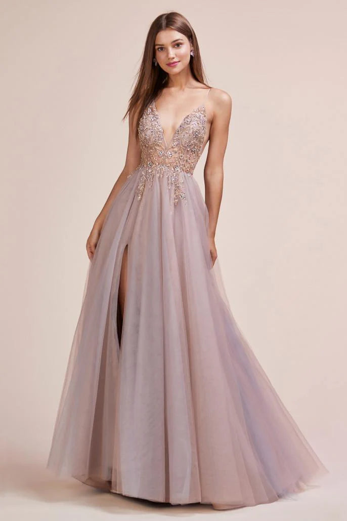 The Ophelia Long V-neck Gown