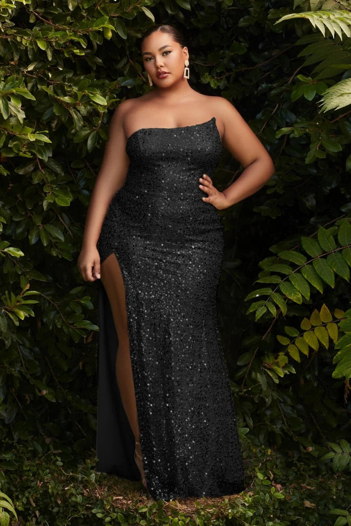 The Vida Curve Fitted Strapless Sequin curve Gown
